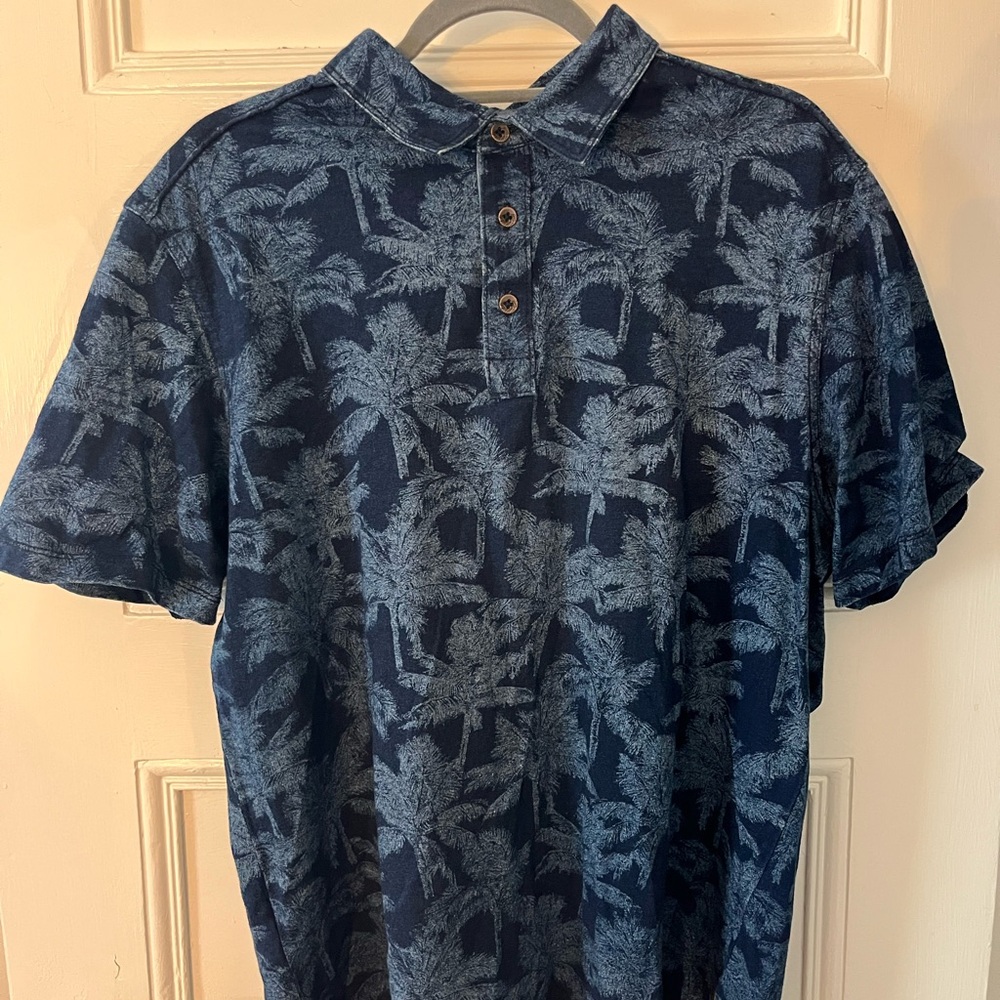 Tommy Bahama Navy Palm-Print Polo